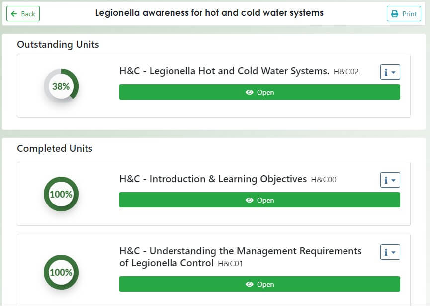 Legionella online training